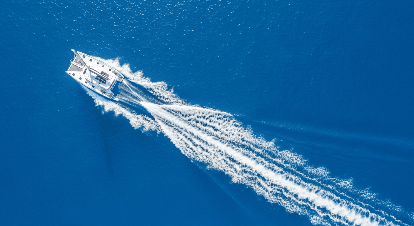 Vista aérea de velero navegando