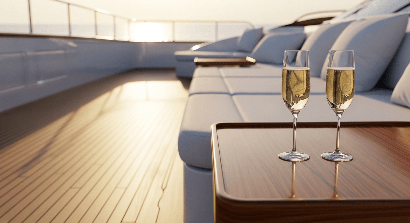 Cubierta de yate al atardecer en Valencia