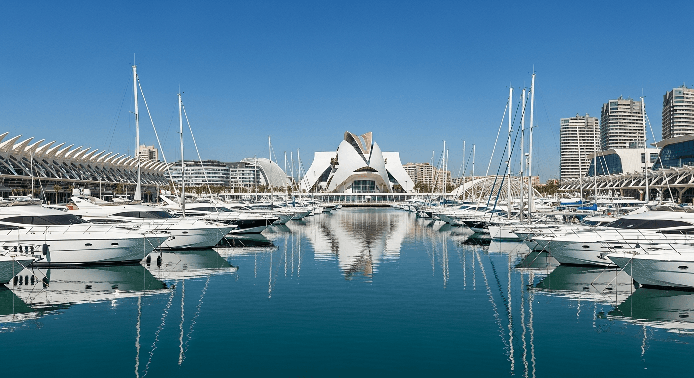 Valencia Yachthafen panoramic view
