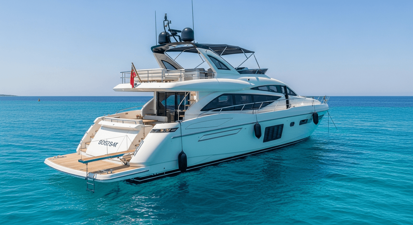 Luxus Motoryacht at sea