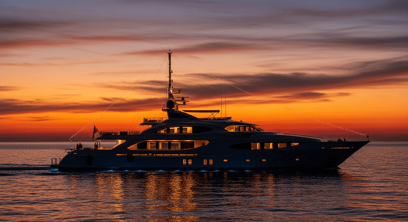 Wedding yacht at twilight