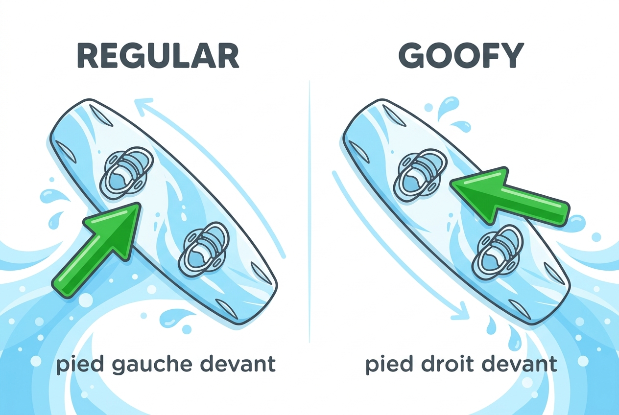 Position Regular et Goofy en wakeboard — quel pied devant